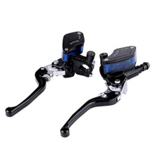 Pair of 22mm CNC Motorcycle Hydraulic Brake Pump Clutch Master Cylinder Lever Adjustable(Black)