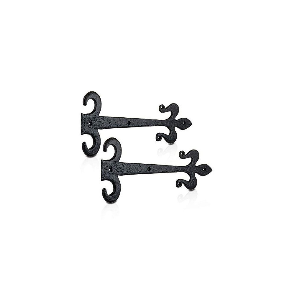 420Mm Black Antique Fleur De Lys Hinge Front, Cast Iron Gate Hinges, Decorative Hinges, Vintage Shed Door Hinge, Ornamental Tee Hinges, Rustic T 5060568904191
