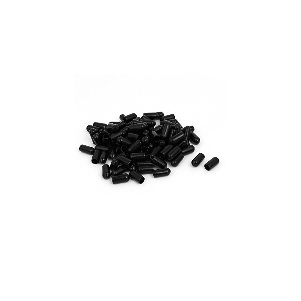 6Mm Inner Dia Rubber Hose End Cap Screw Thread Protector Cover Black 100Pcs 604267573996