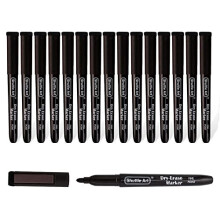 Magnetic Whiteboard Pens Black, Shuttle Art 15 Pack Black Whiteboard Markers with Erase, Fine Point Dry Wipe Markers for Writing on Whiteboards,