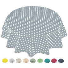 Round Oilcloth PVC Wipe Clean Tablecloth Table Cover 140cm 55" Polka Dot Grey Light