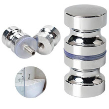 1 Pcs Shower Door Handle Bathroom Door Knob Shower Screen Metal Handles Chrome-Plated Solid Single Hole Handle (30mm)