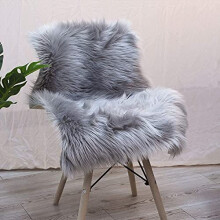 Faux Fur Sheepskin Style Rug,Faux Fleece Fluffy Area Rugs Seat Pad Anti-Skid Yoga Carpet for Living Room Bedroom Sofa Floor(Grey,60 x 90cm)