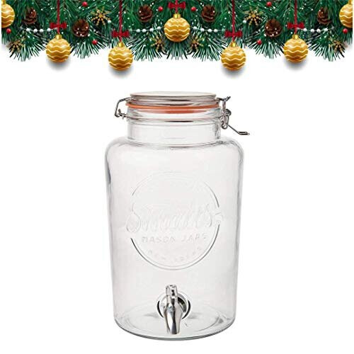 Smith's Mason Jars 5 Liter Glass Drinks Dispenser with Stainless Tap