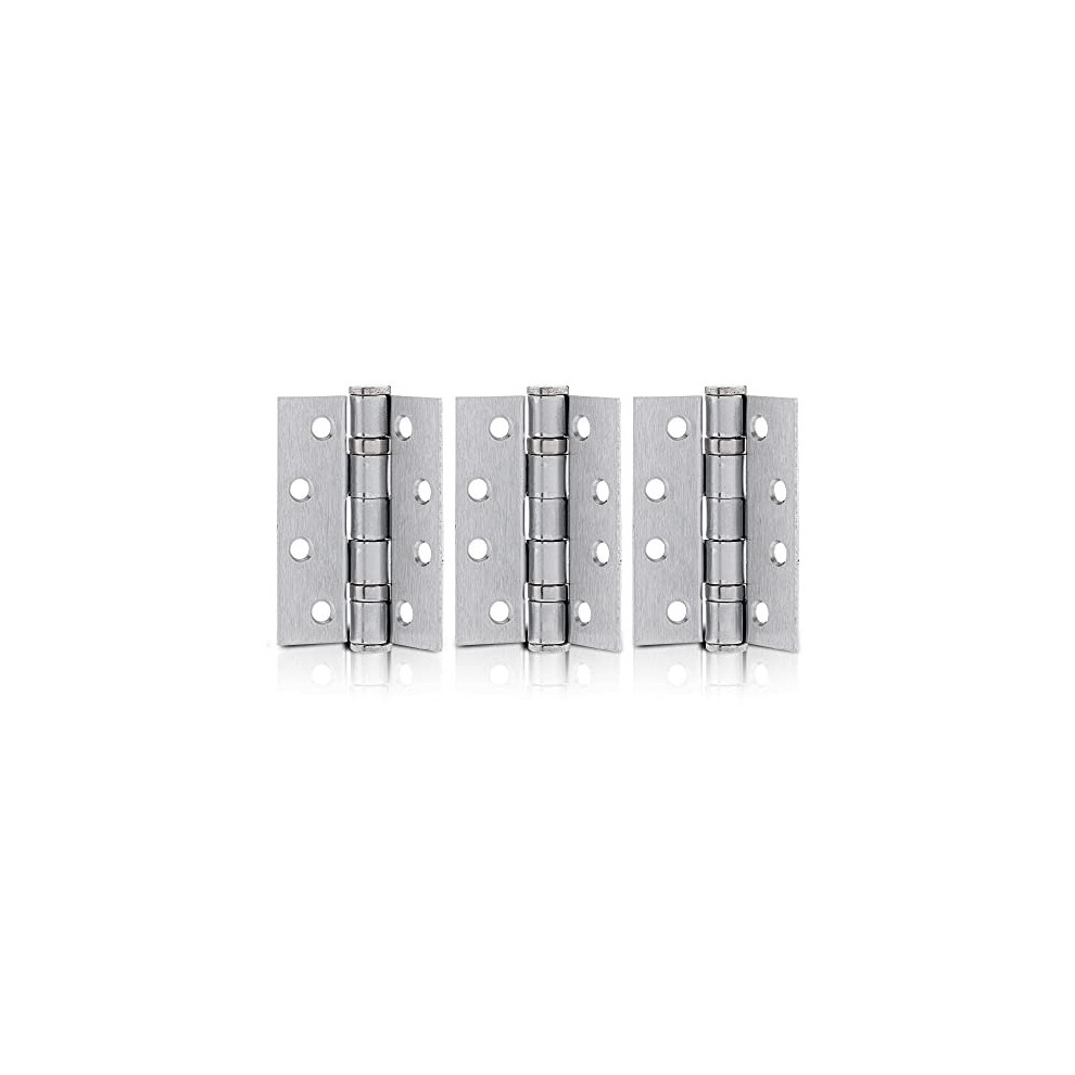 4 Inch (100Mm) Satin Chrome Ball Bearing Hinges, Steel Door Hinge For Wooden Doors (1.5 Pairs) 5060568907284