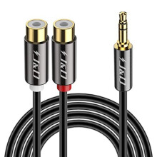 RCA to 3.5mm Cable Phone Aux Male Adapter, Gold Plated Copper Shell Heavy Duty 3.5mm Male to 2RCA Female Stereo Audio Adapter Extension Cable