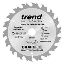CraftPro TCT Saw Blade for Festool HKC55 & HK55 Circular Saws, 160mm x 18 Teeth x 20mm Bore, Tungsten Carbide Tipped, CSB/16018