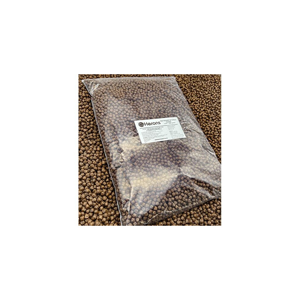 Herons - Koi Growth & Colour Pellets, 6Mm Premium Pond Fish Food, For Koi Carp, Shubunkin And Goldfish, Growth And Colour Enhancing, High Protein, Multi