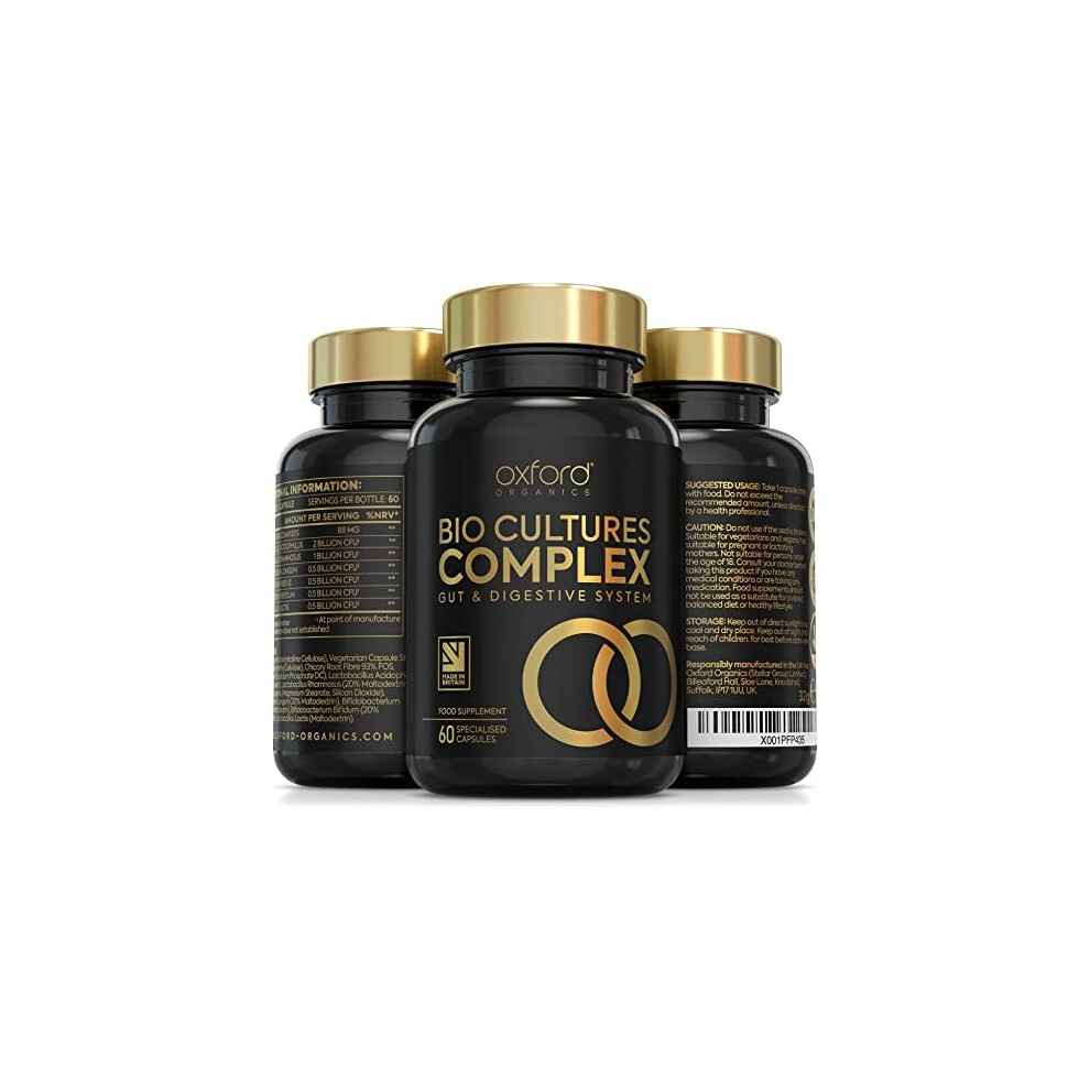 Oxford Organics Advanced Probiotics For Gut Health | Scientifically Formulated Pre & Probiotic Gut Health Supplements | 60 Specialised Capsules With 5 Billion