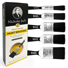 Paint Brush Set with No Bristle Loss Pack of Paint Brushes For DIY Wood Gloss Wall Furniture Indoor & Outdoor Painting - FREE Decorating Guide (Set of