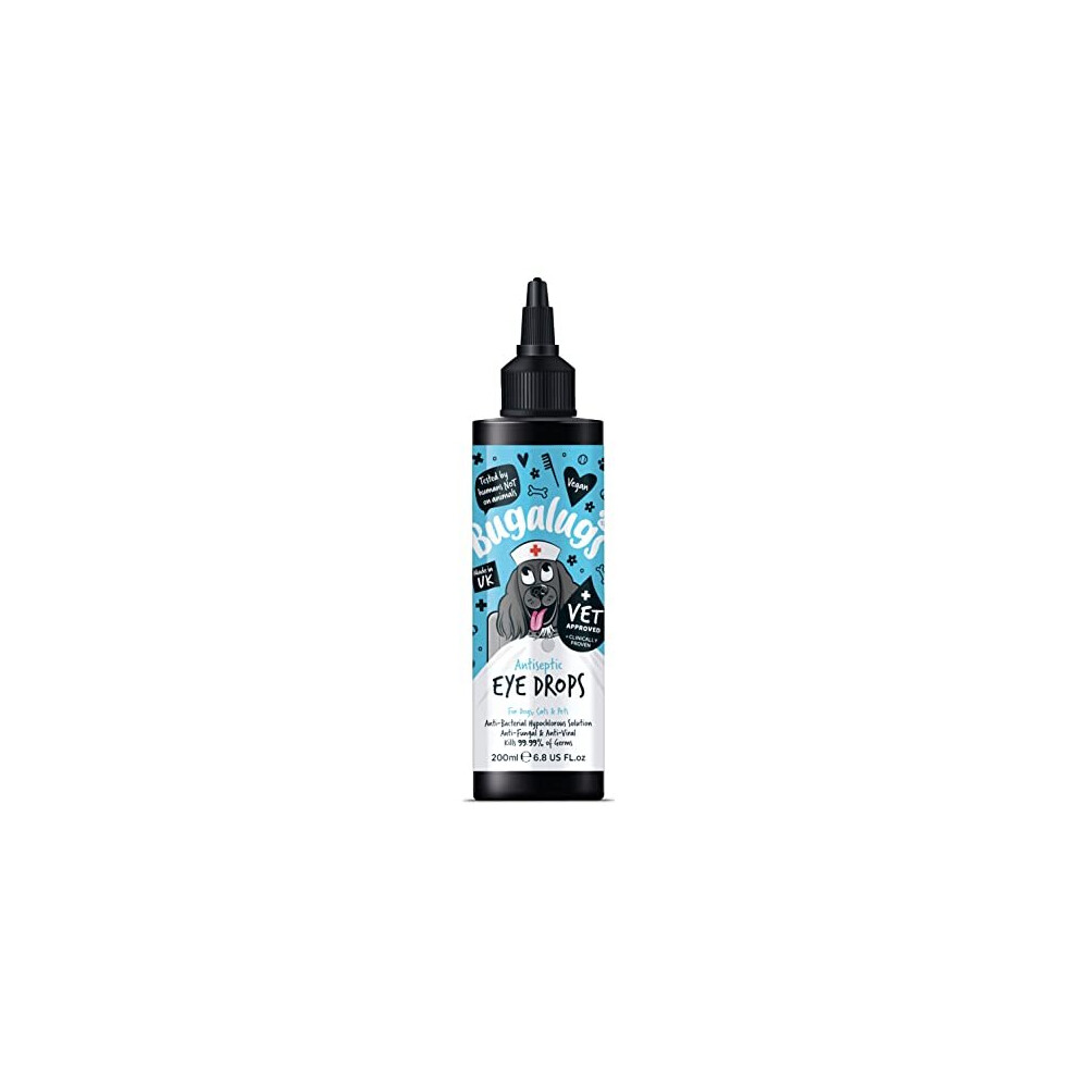 Bugalugs Bateyed200 Hypochlorous Eye Drops For Dogs & Cats - Antiseptic Eye Wash, 200Ml, Alcohol-Free
