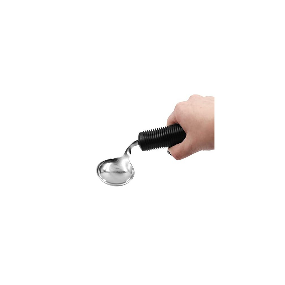 Kmina - Bendable Spoon For Elderly, Curved Spoon With Grip Handle, Adaptive Eating Utensils, Padded Cutlery For Disabled, Ergonomic Cutlery For Adults, Easy
