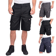 Classic Multi Pocket Cargo Heavy Duty Easy Care Workwear Shorts, Black, 38W