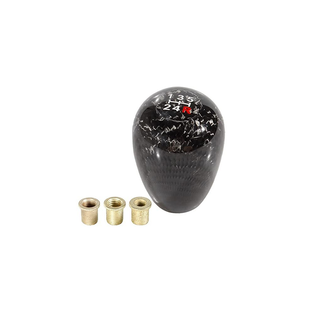 Gear Shift Knob Carbon Fiber 5 Speed Shifter Knob Universal For Most Cars With 3 Adapters(8Mm/10Mm/12Mm) 715723418604