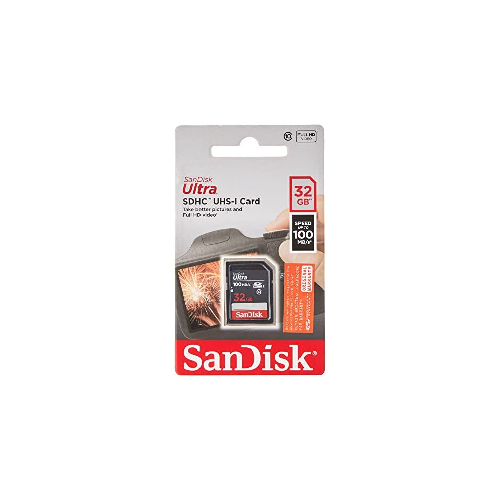 Ultra 32GB SDHC Memory Card, up to 100MB/s, Class 10, Black/Grey