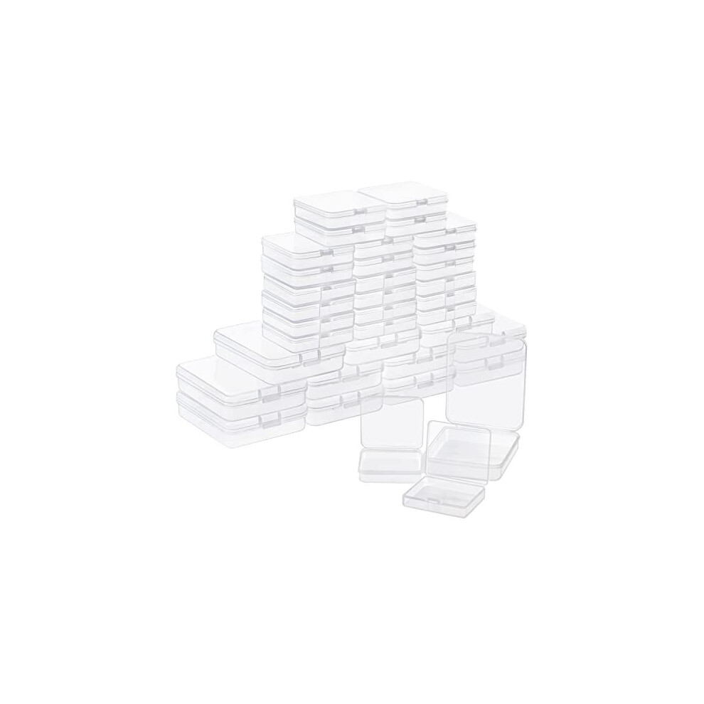 36 Pack Clear Plastic Storage Box Containers with Hinged Lid - Small, Medium & Large Size Boxes - Stackable Mini tubs for Pills, Beads, Jewellery &