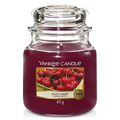 Yankee Candle Scented Candle | Black Cherry Medium Jar Candle| Burn Time: Up to 75 Hours