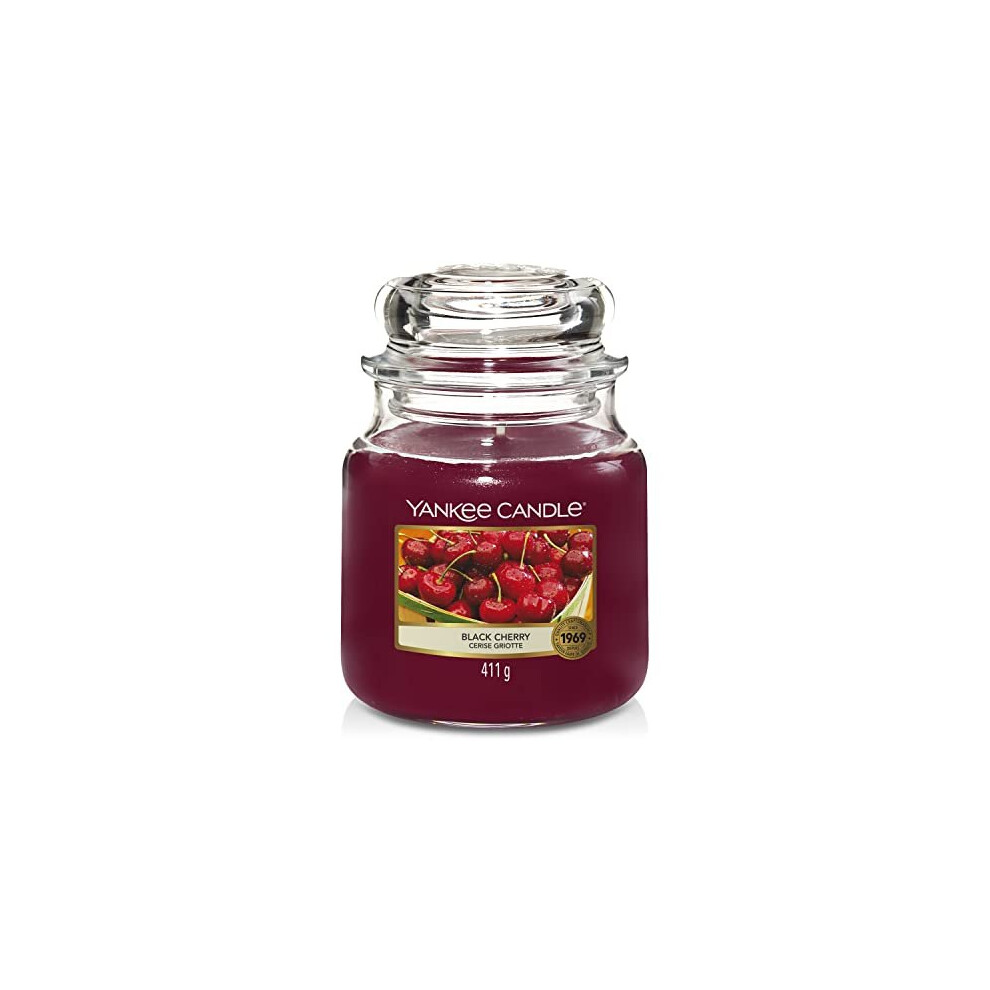 Scented Candle | Black Cherry Medium Jar Candle| Burn Time: Up to 75 Hours