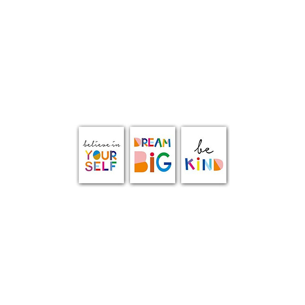 Watercolor Words Inspirational Quote Modern Minimalist Typography Art Print Set of 3 (8âX10â Canvas Painting, Motivational Quote Phrases Art