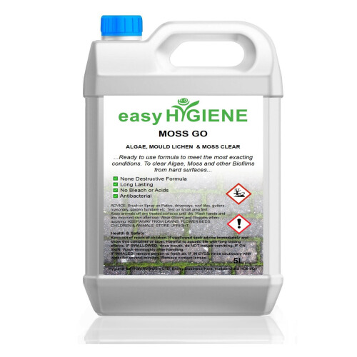 MossGo 5L Algae, Moss, Mould Lichen REMOVER Path, Driveway, Roof Clear