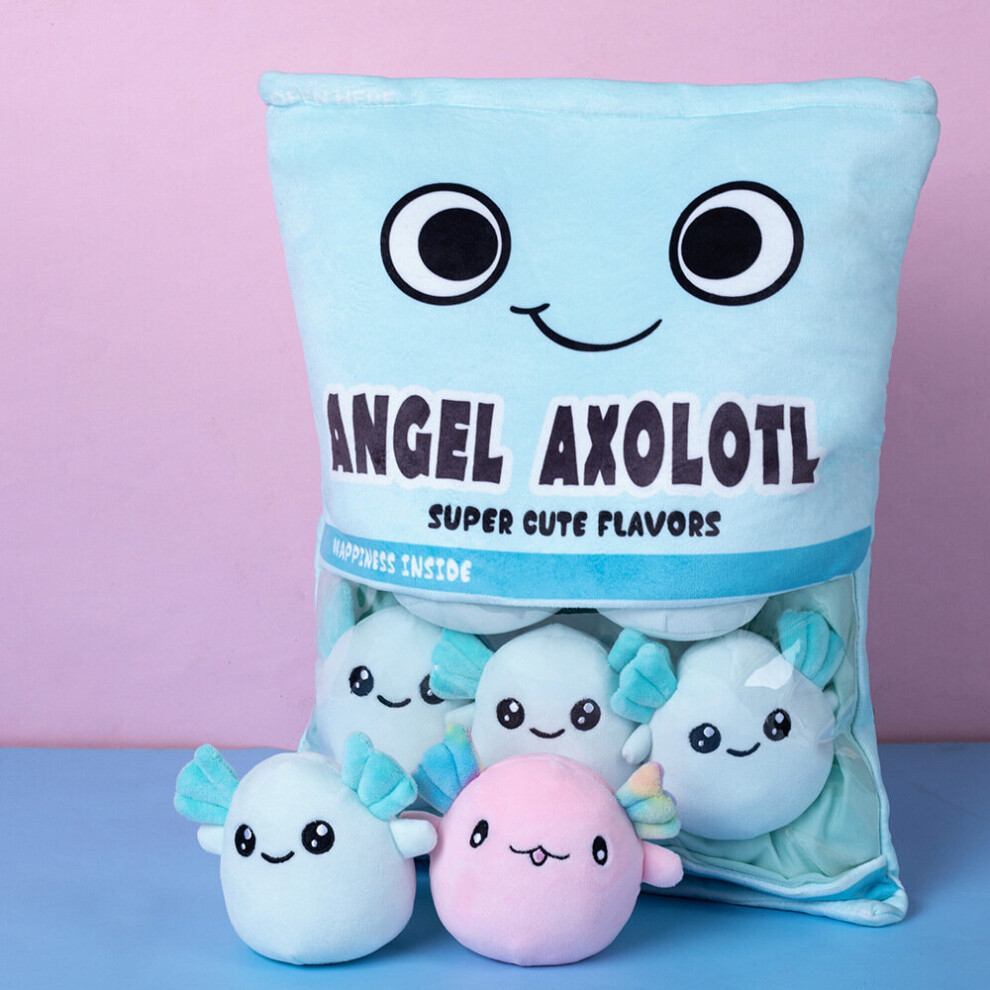 (Angel Blue (6 salamanders)) Bubble Tea Boba Cup Squishmallow Plush Toy Pillow Cushion Kids Birthday Gift