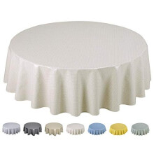 Round Oilcloth PVC Wipe Clean Tablecloth 160cm 62" Beige