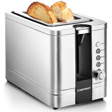 Chefman, 7 Shade Settings Pop-up Stainless Steel 2 Slice with Extra-Wide Slots, Thick Bread Bagel Toaster, Reheat, Defrost, Cancel, Lift Lever,
