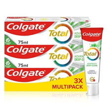 Total Advanced Deep Clean Toothpaste 3x75ml | cleans deep in hard to reach places| 24 hour antibacterial protection | contains fluoride, whitens teeth