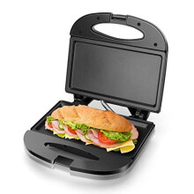 Single Sandwich Toastie maker, Deep Fill Sandwich Toaster with Non-Stick Flat Grill Plates, Small Panini Press, Healthy Grill, Indicator Lights,