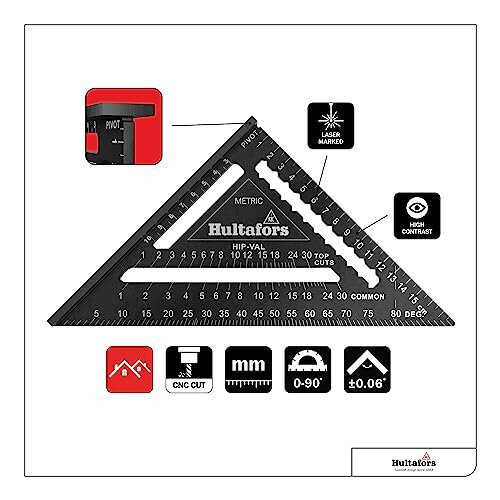 257010 Metric Rafter Square 18cm 2