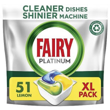 Platinum All-In-1 Dishwasher Tablets Bulk, 51 Tablets, Lemon, XXL Pack, With Greasy Filter & Rinse Aid Action