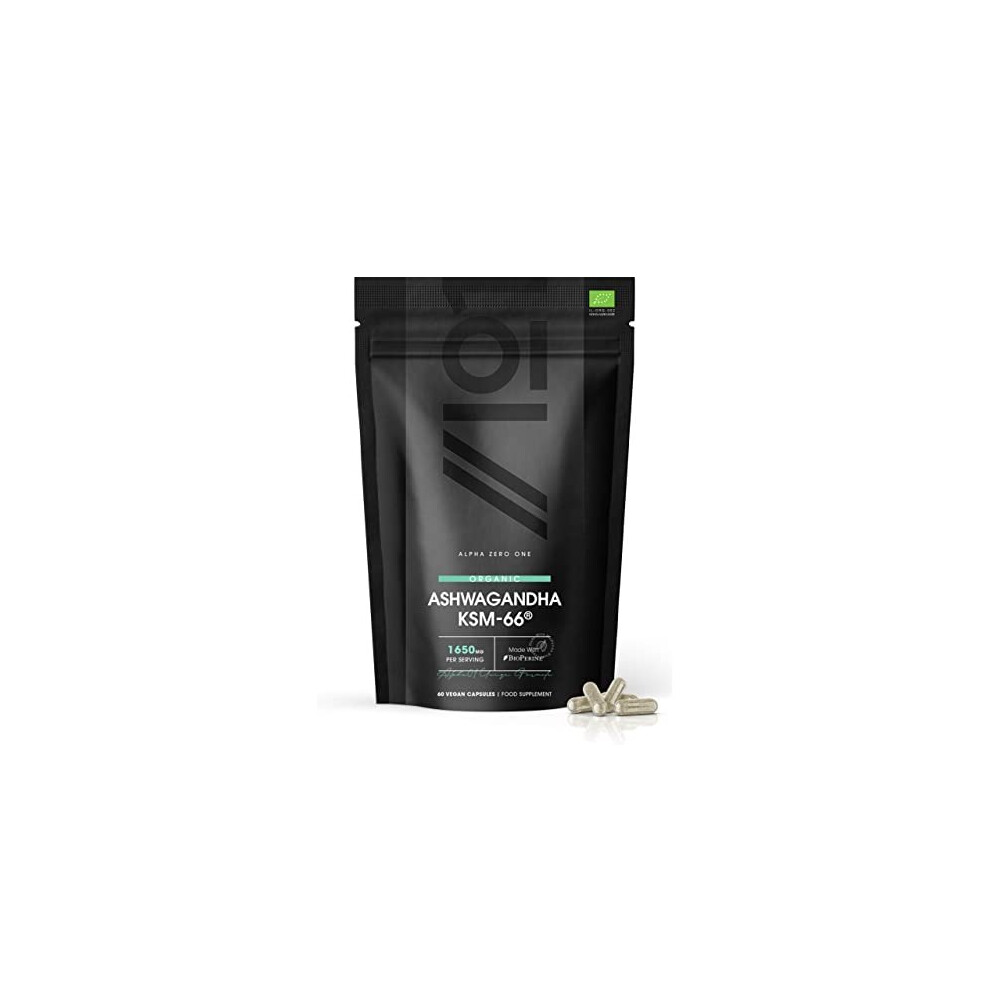 Alpha01 Organic Ashwagandha Ksm-66 With Bioperine - 1650Mg - 5% Withanolides - Most Bioavailable Full-Spectrum Root Extract - Not Tablets Or Powder - 60