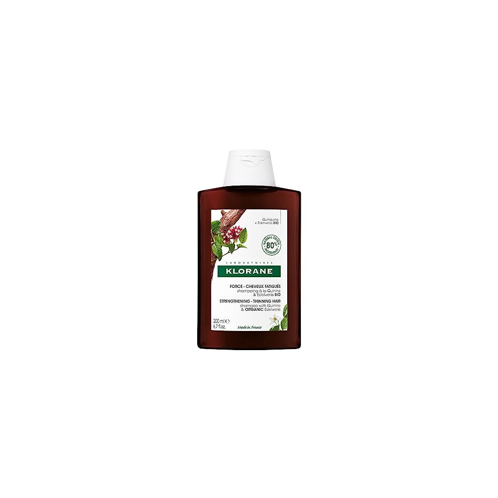 Klorane Strengthening Quinine And Organic Edelweiss Shampoo – Tired Hair, Hair Loss – Sulphate-Free, Vegan* Formula – 1X 200Ml Bottle