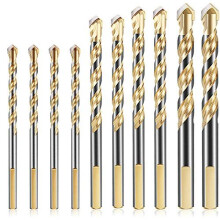 10Pcs Masonry Drill Bits, 6/8 /10 /12mm Tungsten Carbide Drill Bit Set for Porcelain Ceramic Tile Concrete Brick Wall Glass Mirrors Plastic Masonry