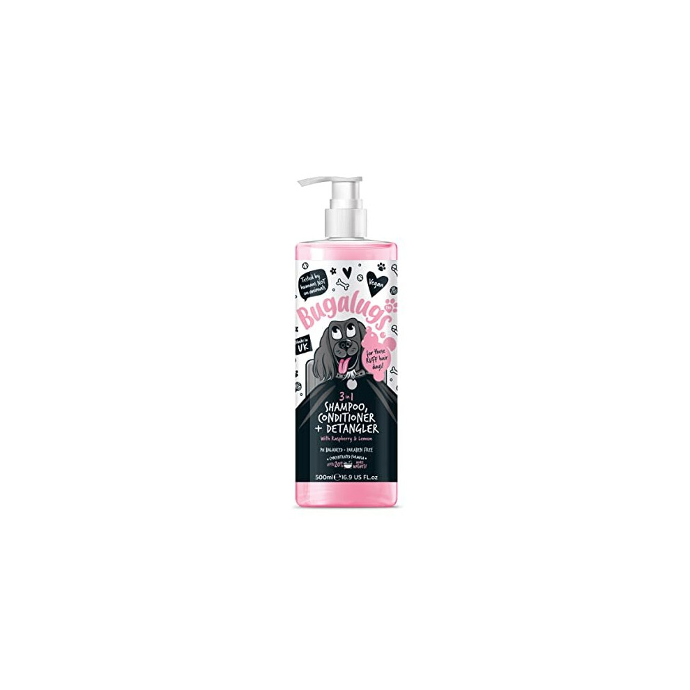 Dog Shampoo 3 in 1 shampoo, Conditioner & Detangler - Raspberry & Lemon dog perfume grooming products for smelly dogs, best dog coat puppy shampoo,-image-OPC-PC9BWZW-NEW