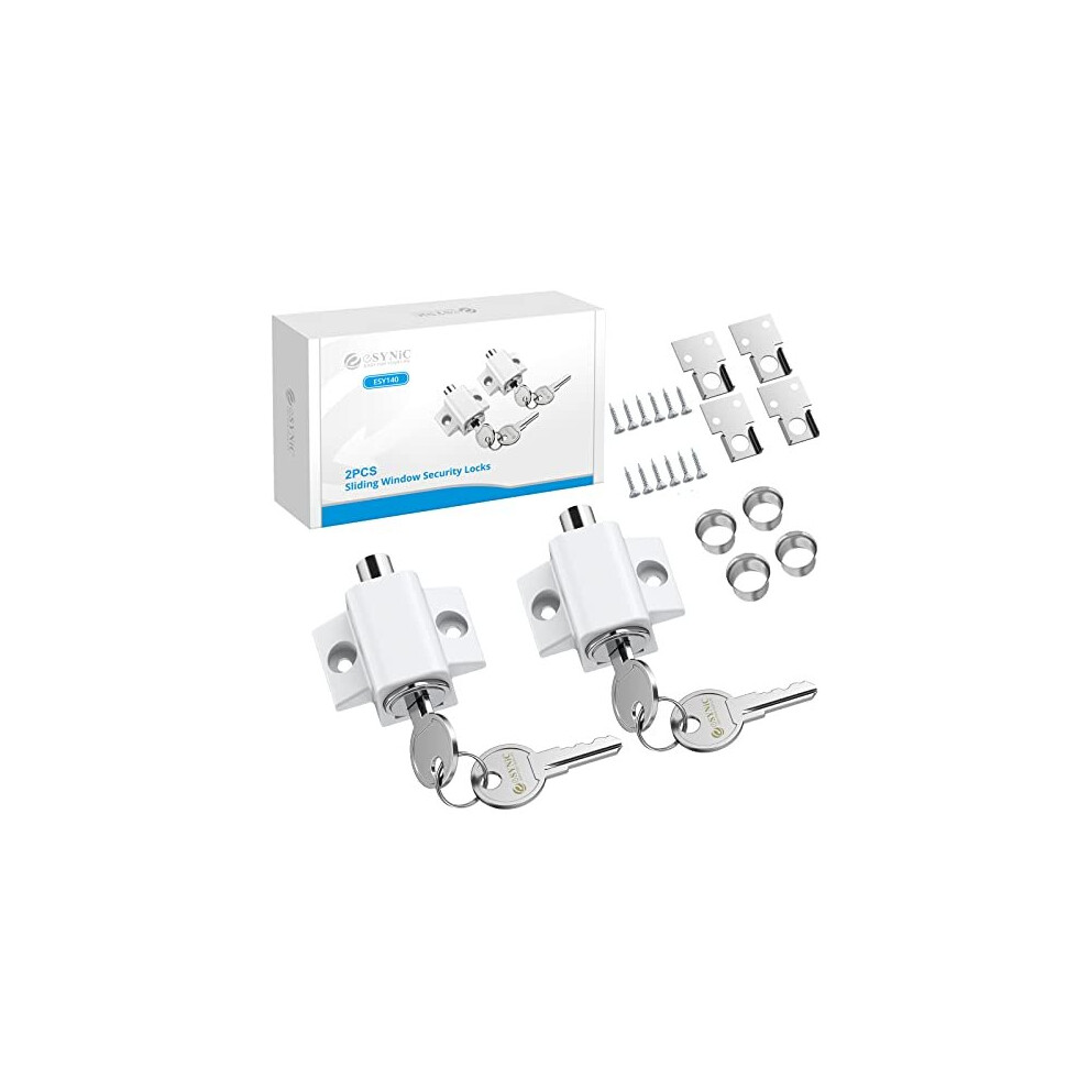 2Pcs Sliding Patio Lock Sliding Patio Door Catches Set Security Lock Window and Patio Door Window Bolt Sliding Universal Locks White