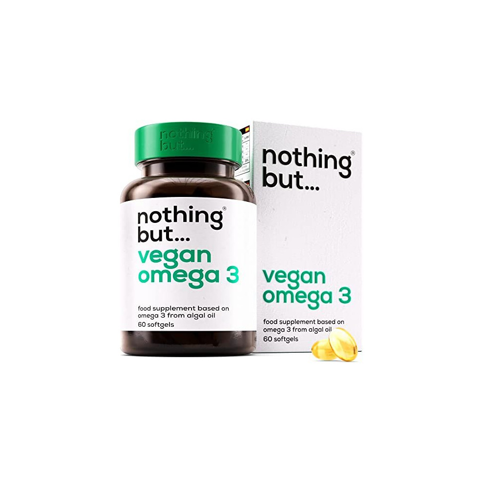 Nothing But Nutrition ???????????? ????????????????* Vegan Omega 3, Algae Oil Omega 3 Supplement For Adults, Vegan Omega 3 Capsules W/Dha Omega 3 Algal Oil For Heart &