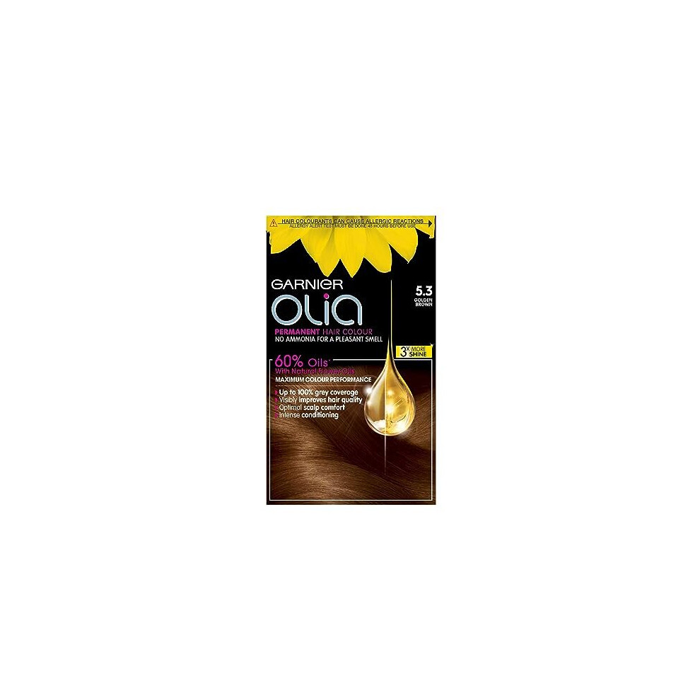 Olia Permanent Hair Dye, Up to 100% Grey Hair Coverage, No Ammonia, 5.3 Golden Brown