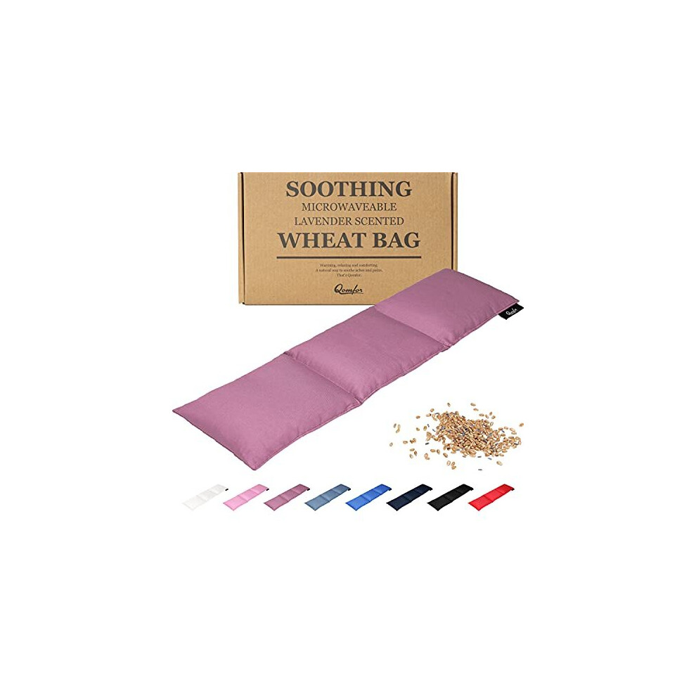 Qomfor Lavender Wheat Bag For Pain Relief - Large Soothing Heat Pack Microwavable - Wheat And - Heated Neck Warmer For Neck And Shoulders, Period Pain Relief