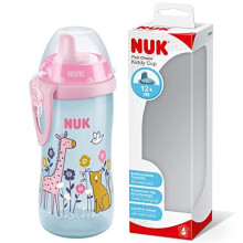 Kiddy Cup Toddler Cup | 12+ Months | 300 ml | Leak-Proof Toughened Spout | Clip & Protective Cap | BPA-Free | Pink