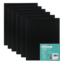 24x30cm Black Canvas Panels 6pcs - 3mm 280gsm 100% Cotton/Blank Artist Canvas Board/Triple Primed/Acid Free/Medium Grain - Oil & Acrylic Painting for