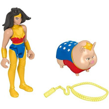 Fisher-Price DC League of Super-Pets Wonder Woman & PB, set of 2 poseable figures with accessory for preschool kids ages 3 years and up, HGL04