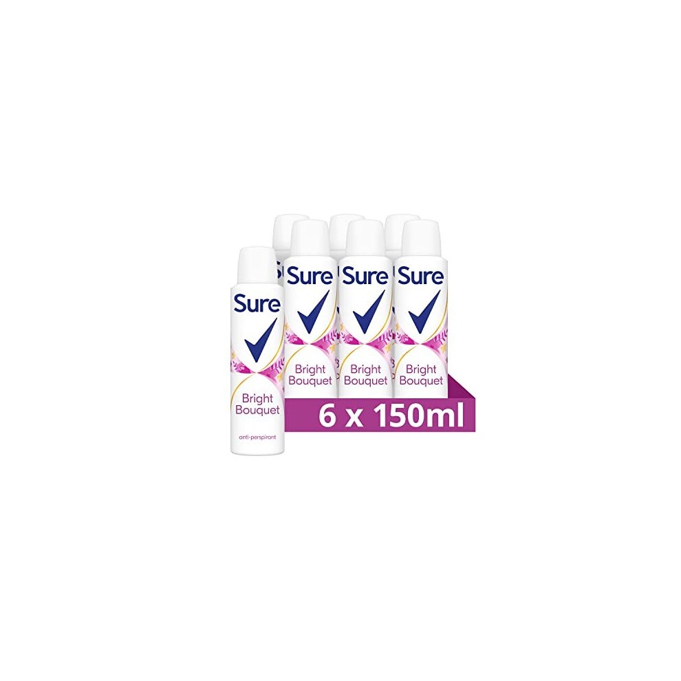 Sure Bright Bouquet Anti-Perspirant Aerosol Pack Of 6 48H Protection Against Sweat And Odour Motionsense Technology Deodorant 150 Ml