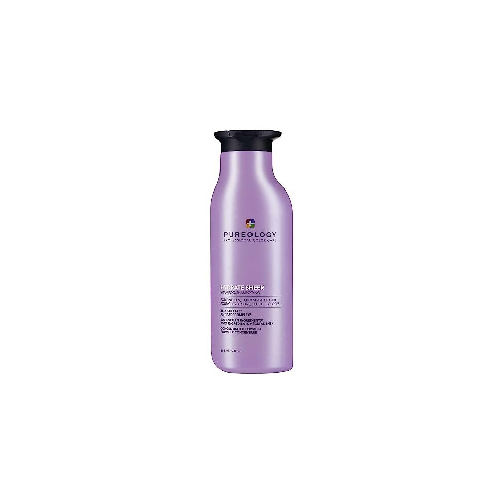 Pureology Hydrate Sheer, Moisturising Shampoo, For Fine, Colour Treated Hair, Vegan Formulas, Sulphate Free For A Gentle Cleanse