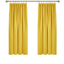 Yellow Curtains Pencil Pleated Thermal Insulated Blackout Curtains for Living Room 46 x 54 Inch Mustard Yellow 1 Pair