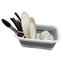 SAMMART Collapsible Plastic Dish Drainer - Foldable Drying Rack Set - Portable Dinnerware Organizer - Space Saving Dishes and Utensil Kitchen Sto