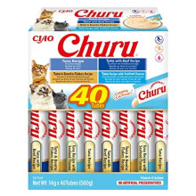 Churu by INABA Cat Treat - Tuna Variety Box - 1 Pack (40 x 14g total) / Soft & Creamy Cat Treat, Delicious & Healthy Snack, Purée Food Topper,