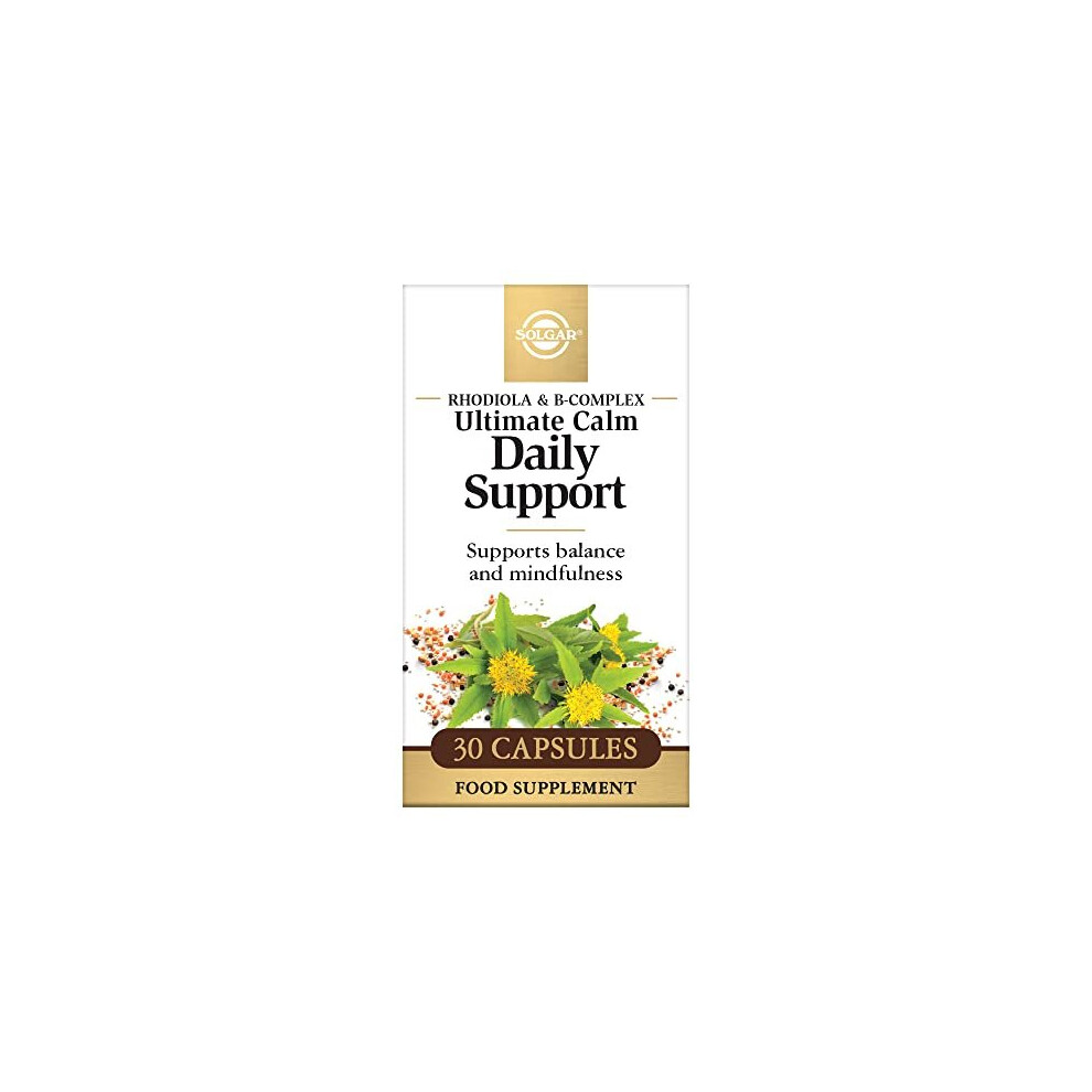 Ultimate Calm Daily Support - Pack of 30 - with B-Complex and Rhodiola Extract - Supports Psychological Wellbeing and Energy Production - Vegan