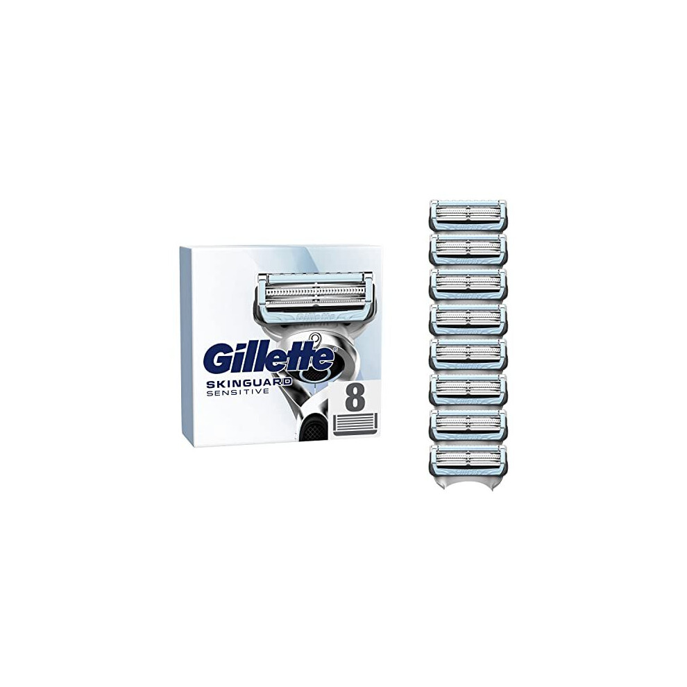 SkinGuard Sensitive Razor Blades Men, Pack of 8 Razor Blade Refills with Precision Trimmer, Fits All Skinguard ProGlide ProShield and Fusion5 Handles-image-OPC-PC9C5BP-NEW
