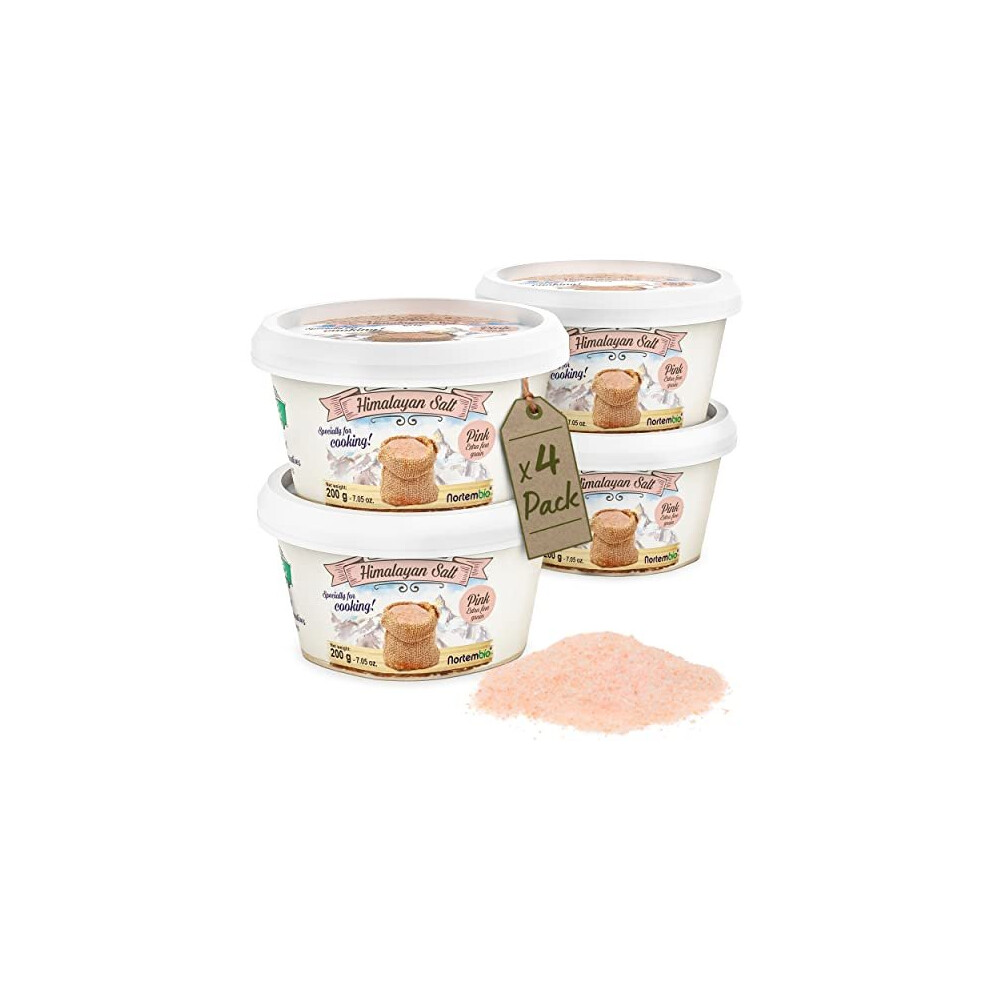 Himalayan Pink Salt 4x200 g. Extra Fine Grain (0.5-1 mm). 100% Natural Gourmet Salt. Himalayan Salt for Healthy Cooking. Unrefined, Vegan & Gluten